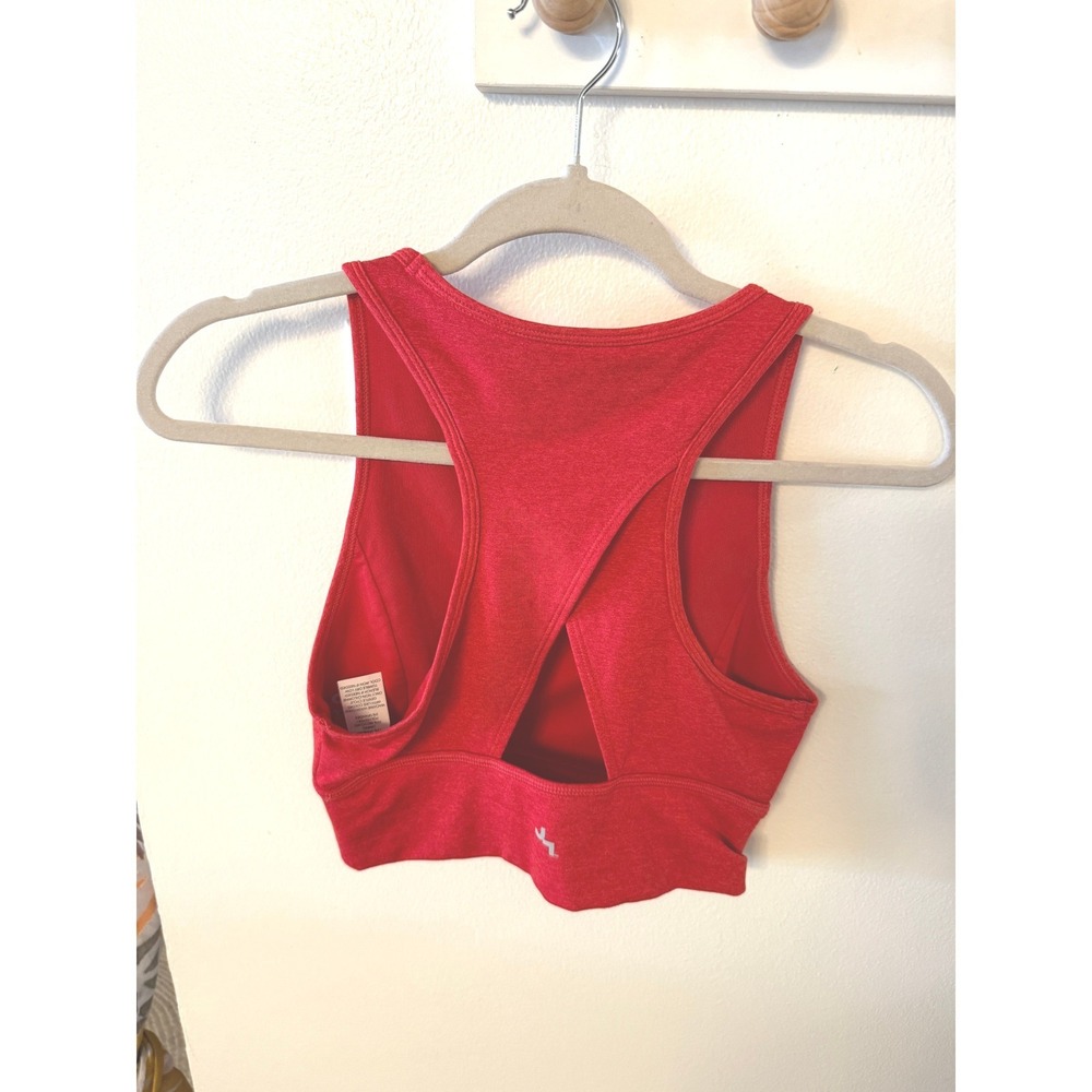 JoyLab Red Heathered High Neck Crossover Open Back Sports Bra Crop Top Small